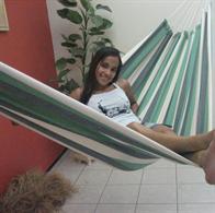 Rede listrada verde em tecido do Brasil