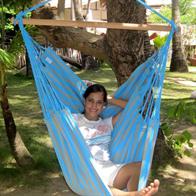 Rede-Cadeira listrada PRO em cores turquesa e cinza-verde. Dvt603.5p