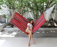 Rede Mexico Red GARIBALDI hammock em tecido com cabos de madeira de 160cm